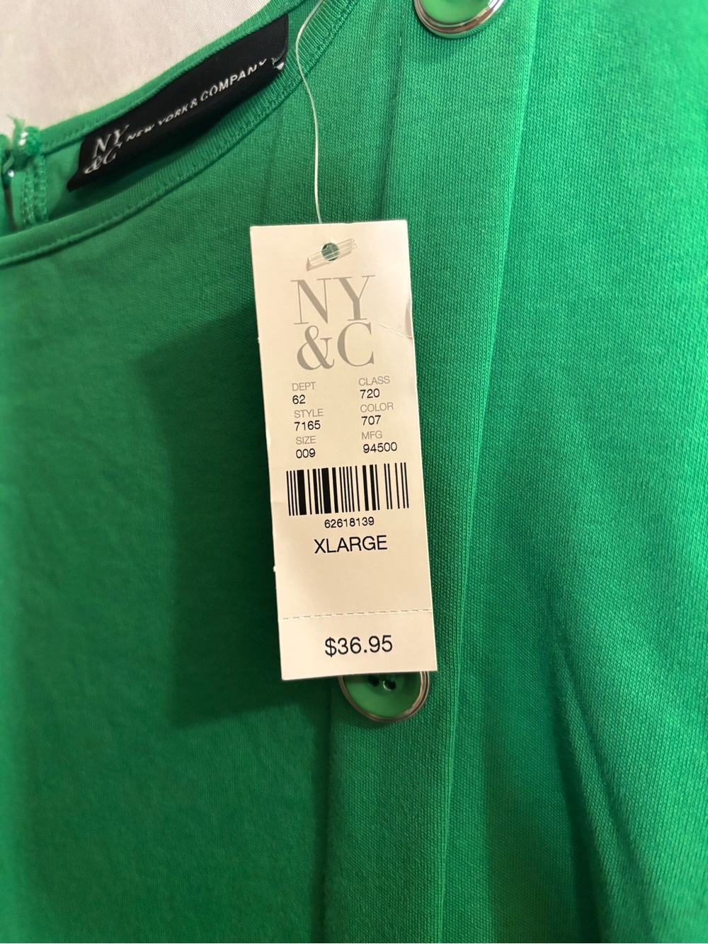 New York & Company Green Button Detail Dress - Picture 5 of 6
